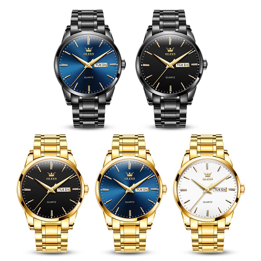 OLEVS 6898 Luxury Men's Watches Stainless Steel Waterproof Weekly Calendar Quartz Watch Original Luminous Simplicity Wristwatch