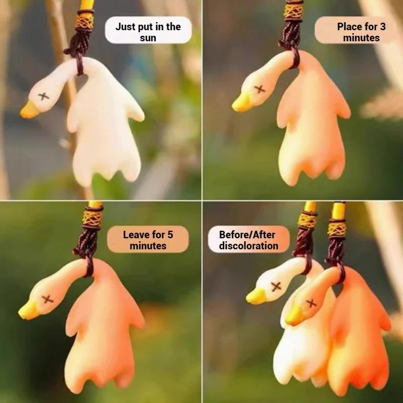 1PC Roast Duck Funny Color Change for Bags UV Duck Car Pendant Resin Keyring Keychian
