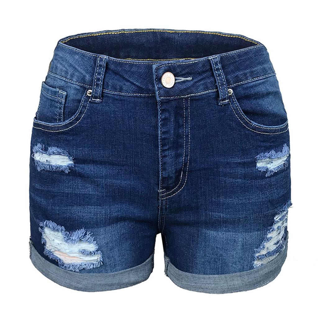 Modne damskie spodnie jeansowe z kieszeniami, denimowe spodnie, damskie, dziurawe, casualowe szorty