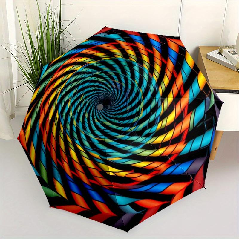 

Vivid Spiral Patterned Round RugUmbrella, Portable 3-Fold Umbrella for Men & Women,Christmas Gift ES164