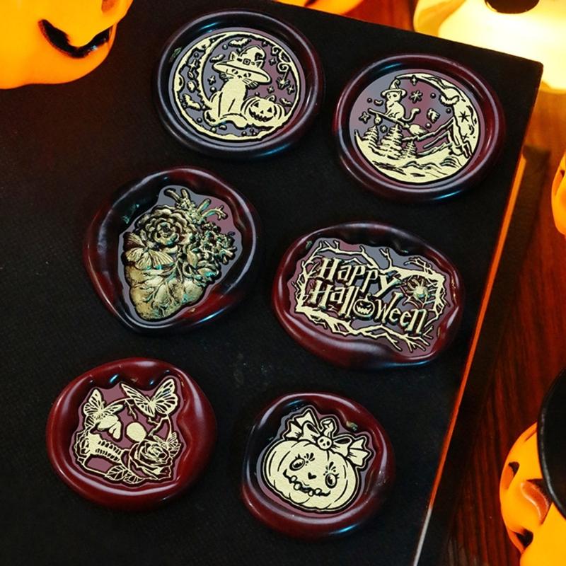 Pumpkins Sealing Wax Stamp Halloween Series Wax Seal Stamp Brass Head Seal Stamp for Scrapbooking Invitations Decoration