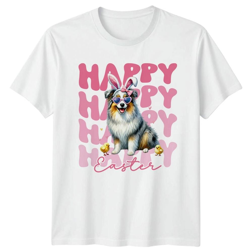Happy Easter Unisexs TShirt Australian Shepherd Dog Lover Easter Gift For Her S