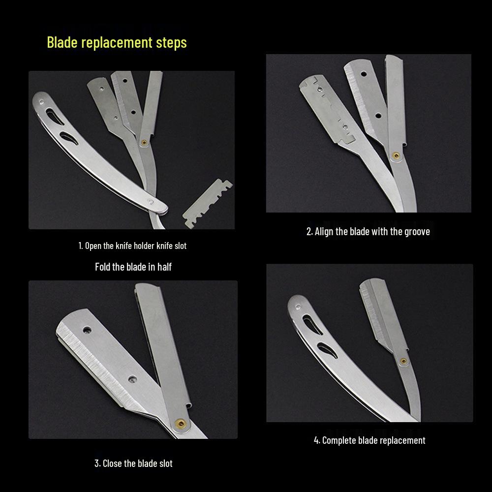 Vintage Stainless Steel Barber Razor for Men's Shaving and Trimming