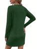 Elegant V-neck Ribbed Dress for Spring and Autumn