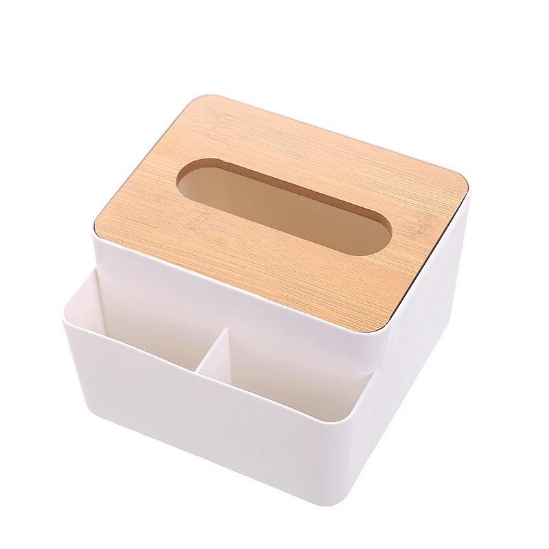 Plastic Tissue Box Wooden Lid Round/Square Napkin Holder Container Wet Tissue Paper Dispenser Case Modern Home Car Organizer