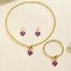 Hot Sale Necklace Set Niche Love Drip Oil Design Earrings Versatile Light Luxury Bracelet Jewelry Women