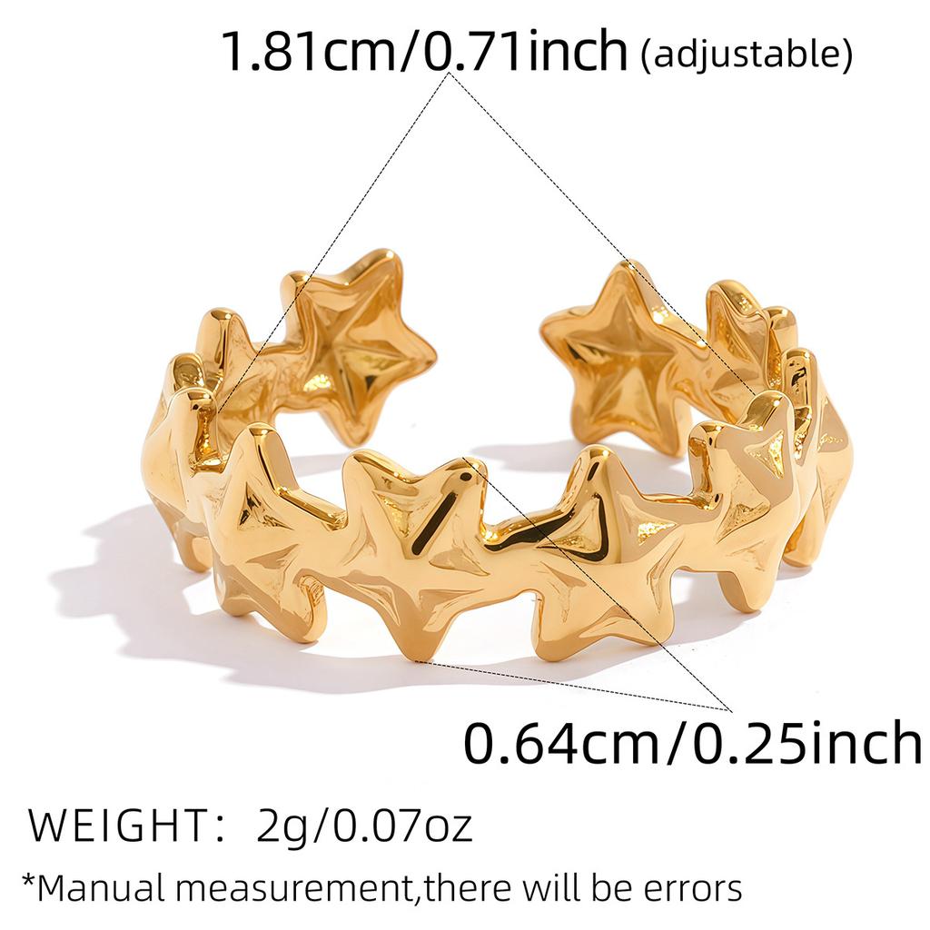 Edelstahl Stern Perlenringe für Damen Kreativer Öffnungsring Zweifarbig Damen Trendiger Täglicher Lässiger Schmuck Kein Verblassen