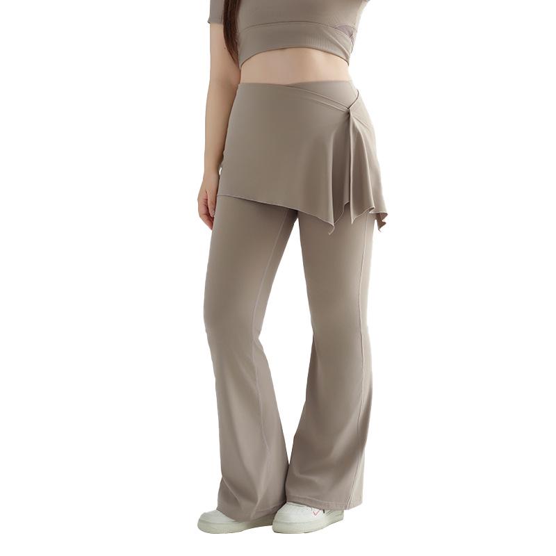 Women's High Waist Yoga Skirt Pants - Hip-Lifting Flare Trousers for Pilates & Fitness (Plus Size Available)