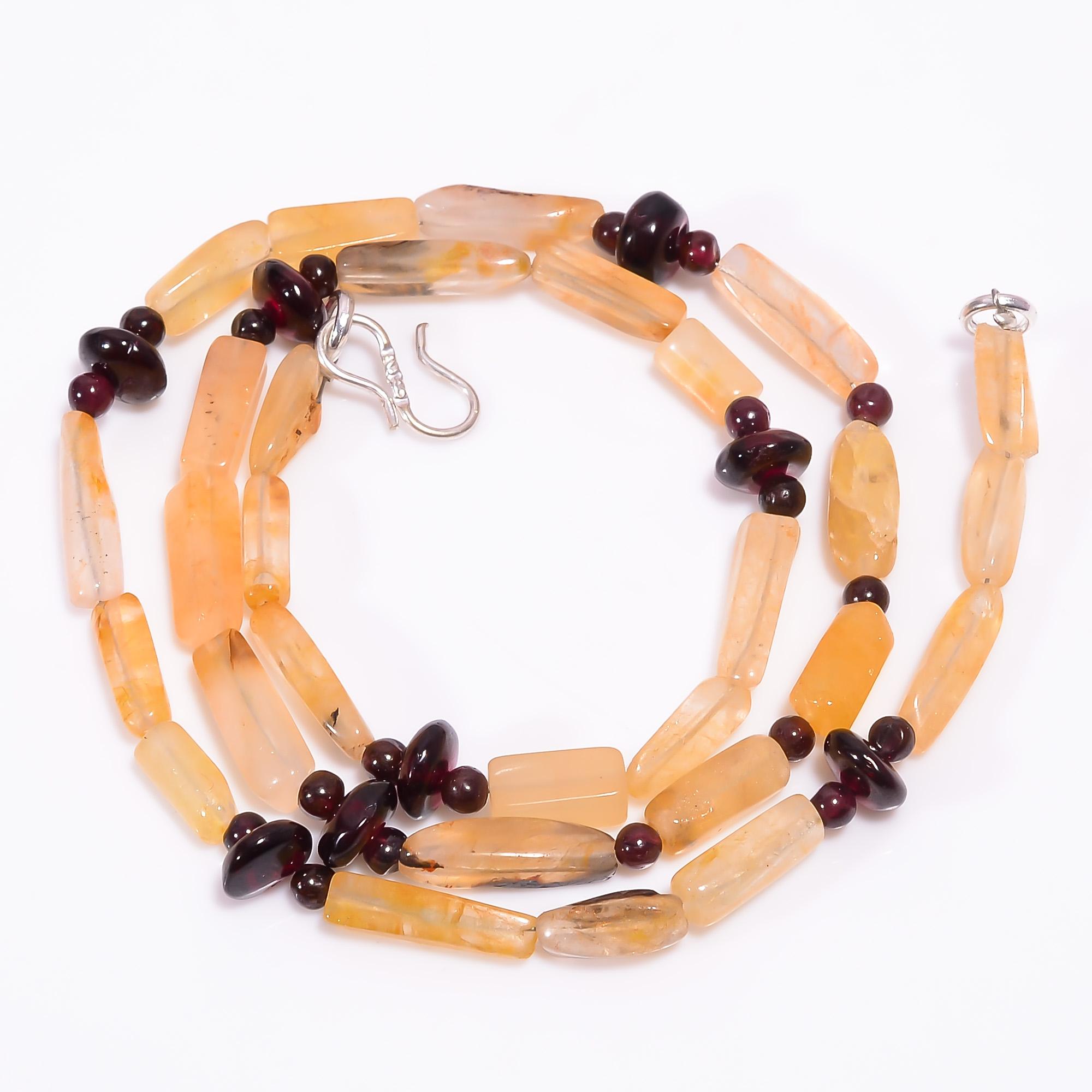 

Natural Yellow Aventurine Garnet Gemstone Beads Necklace 3-15 mm 18 UB-8085 UB-8085