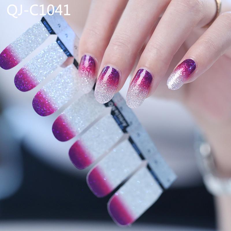 DIY Full Cover Self Adhesive Stickers Polish Foils Tips Wraps Glitter Gradient Shiny Nail Decals