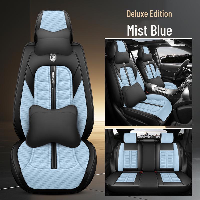 Universal All-Season Breathable Leather Car Seat Cover, Wear-Resistant, Full Surround, Fits Most Models
