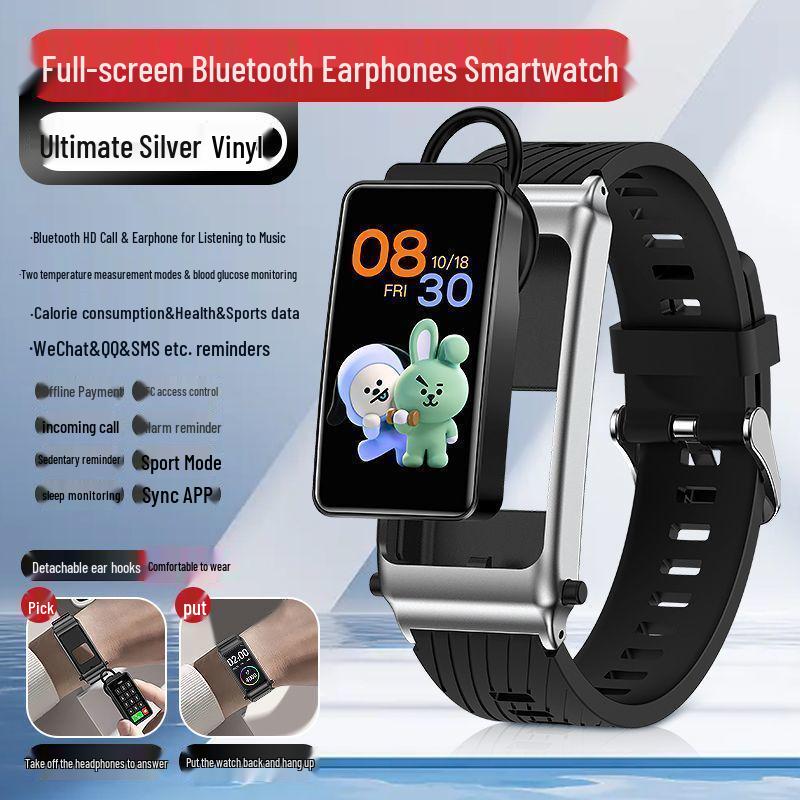 NFC Smart Bracelet with Bluetooth Earphones & Call Function, Two-in-One Smartwatch with Offline Payment Capability