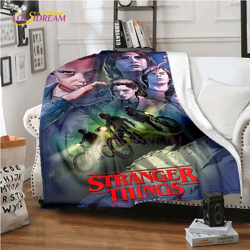 Hot Netflix Movie Stranger Things Blankets for Beds Soft Flannel Blanket Queen Size Home Decor Bedding Cover Kids Gift Picnic