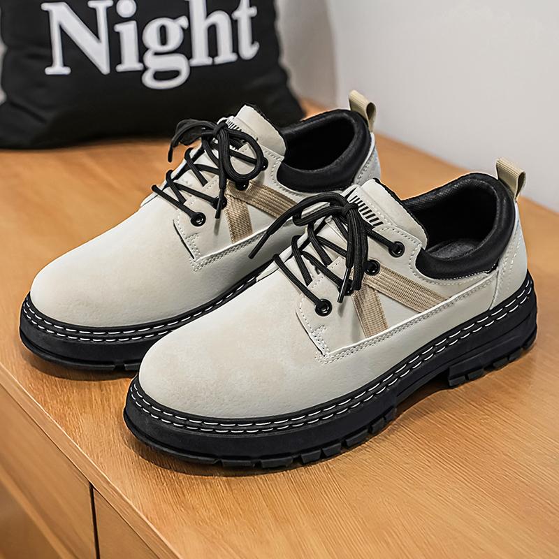 Classic Men s Leather Casual Boots Platform Design Non-slip Outdoor Work Shoes 39