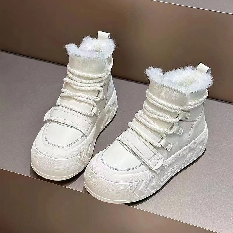 Fashion High-top with Laces Ankle Winter Chunky Round Toe Ladies Shoes Goth Sale 2025 New In High Quality Plush Warm Women's Snow Boots