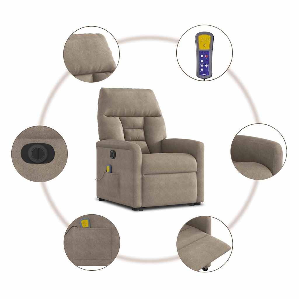 Electric Recliner Chair with Lift Assist Taupe Microfiber Fabric