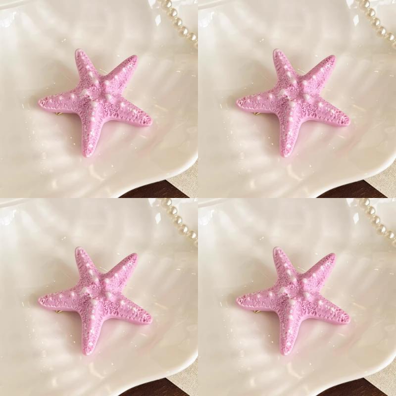 1 Stück Harz Seestern Haarspangen Niedliche Seestern Haarspange Damen Entenschnabel Haarspangen Mädchen Sommer Strandurlaub Fotografie Kopfschmuck