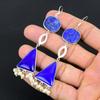 925 Sterling Silver Lapis Lazuli Gemstone Daughter New Dangling Hook Earrings