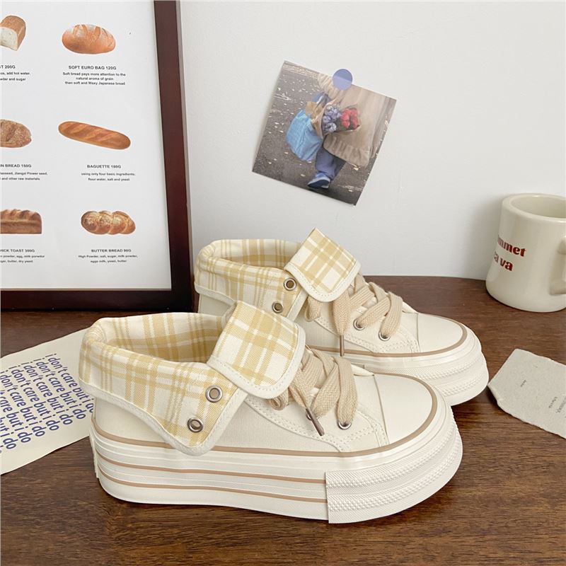 Red platform high-top cloth shoes girls new chic versatile niche explosion super fire casual two wear board shoes