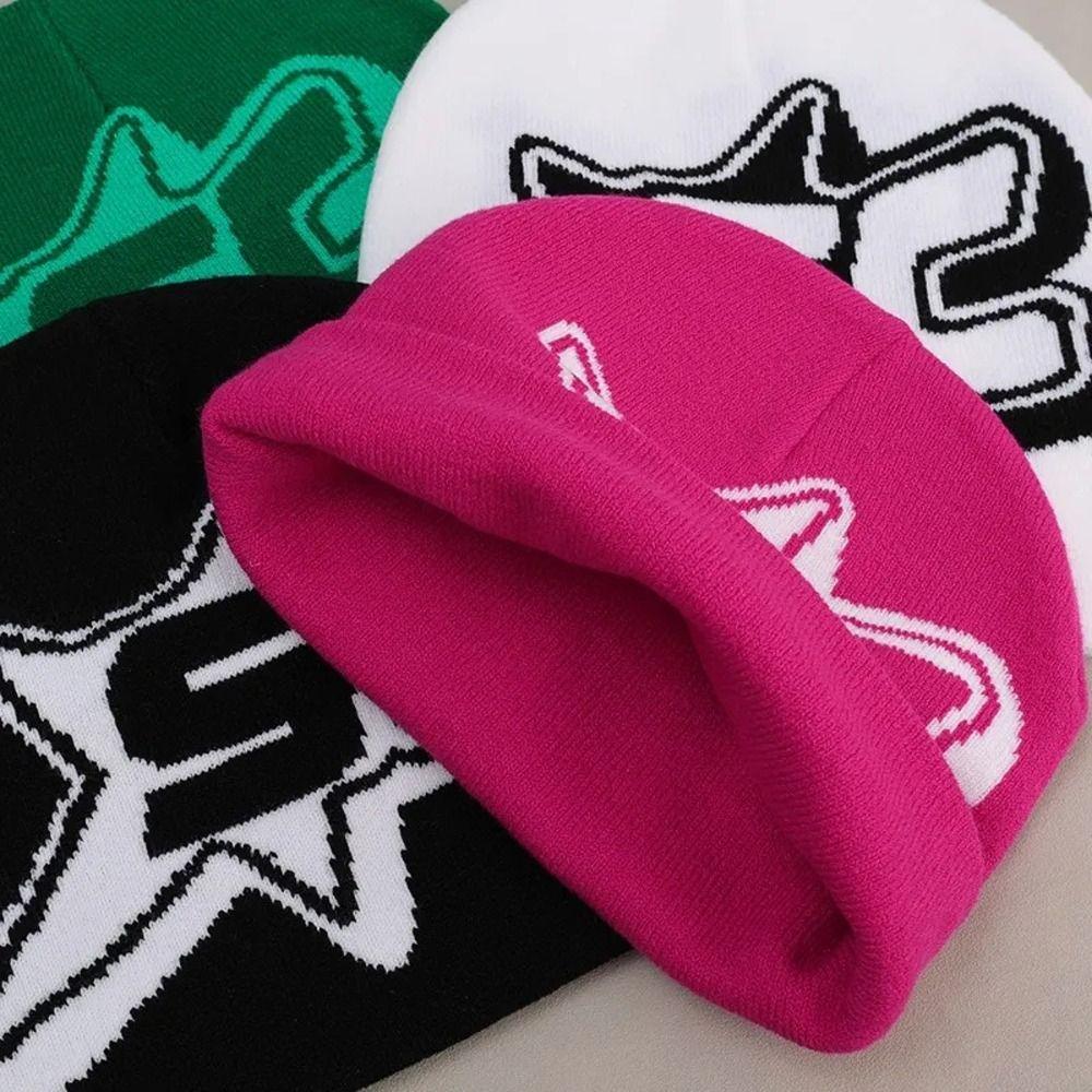 Star Knitted Letter Beanies Y2K Ins Skullies Punk Pullover Hats  Outdoor