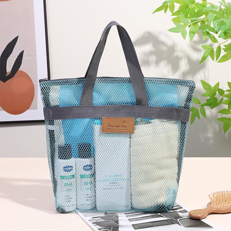 1Pc Mesh Shower Bag with Quick Dry Technology Portable Toiletry Tote Outdoor Beach Bag Makeup Organizer