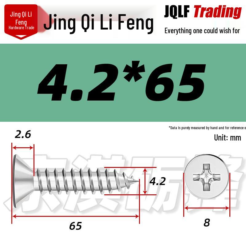 304 Stainless Steel Countersunk Self-Tapping Screw for Furniture & Outdoor Construction (GB/T 846)