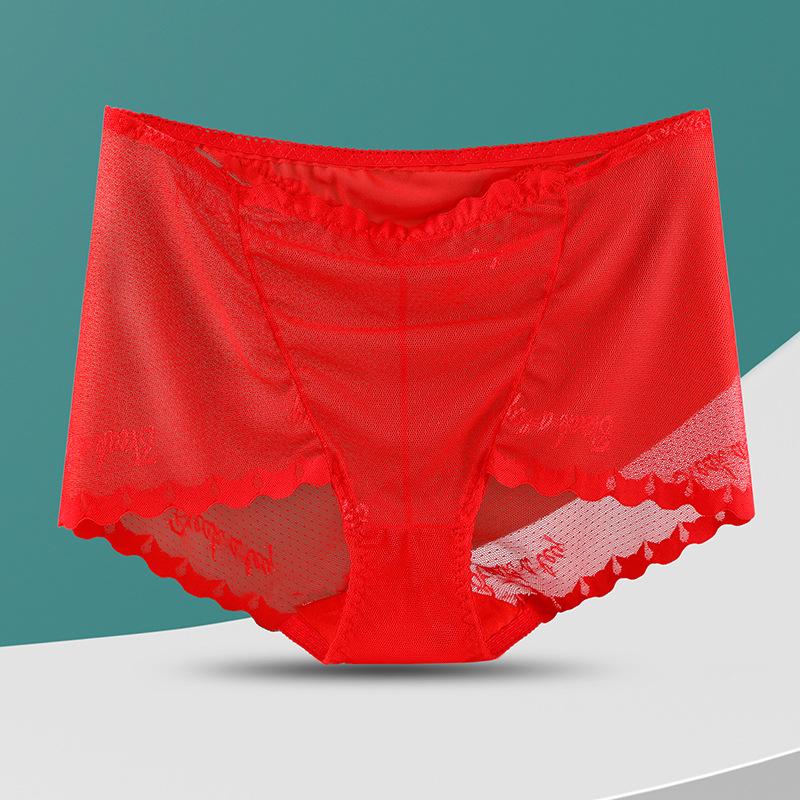 Große Größe Damen Sommer Dünn Modisch Spitze Netzgarn Transparent Bauchweg Hüfte Hohe Taille Dreieck Slips