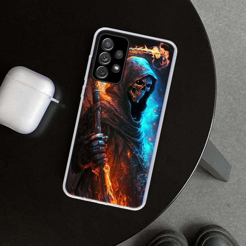 Reaper Skull Skeleton Gun Phone Case Cover for Samsung Galaxy A12 A22 A32 A52 A72 A02S A51 A50S A31 A20S A10S Note 20 Ultra 10 P