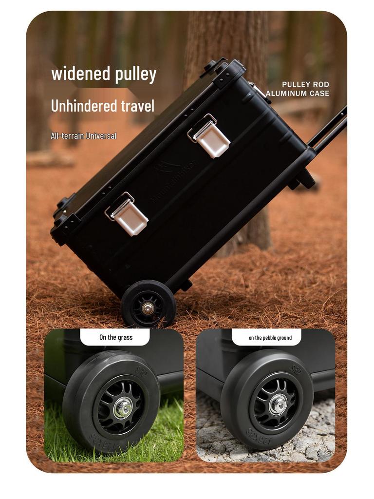 Mountain Outdoor Aluminum Storage Box with Wheels and Pull Rod for Camping Gear and Car Trunk
