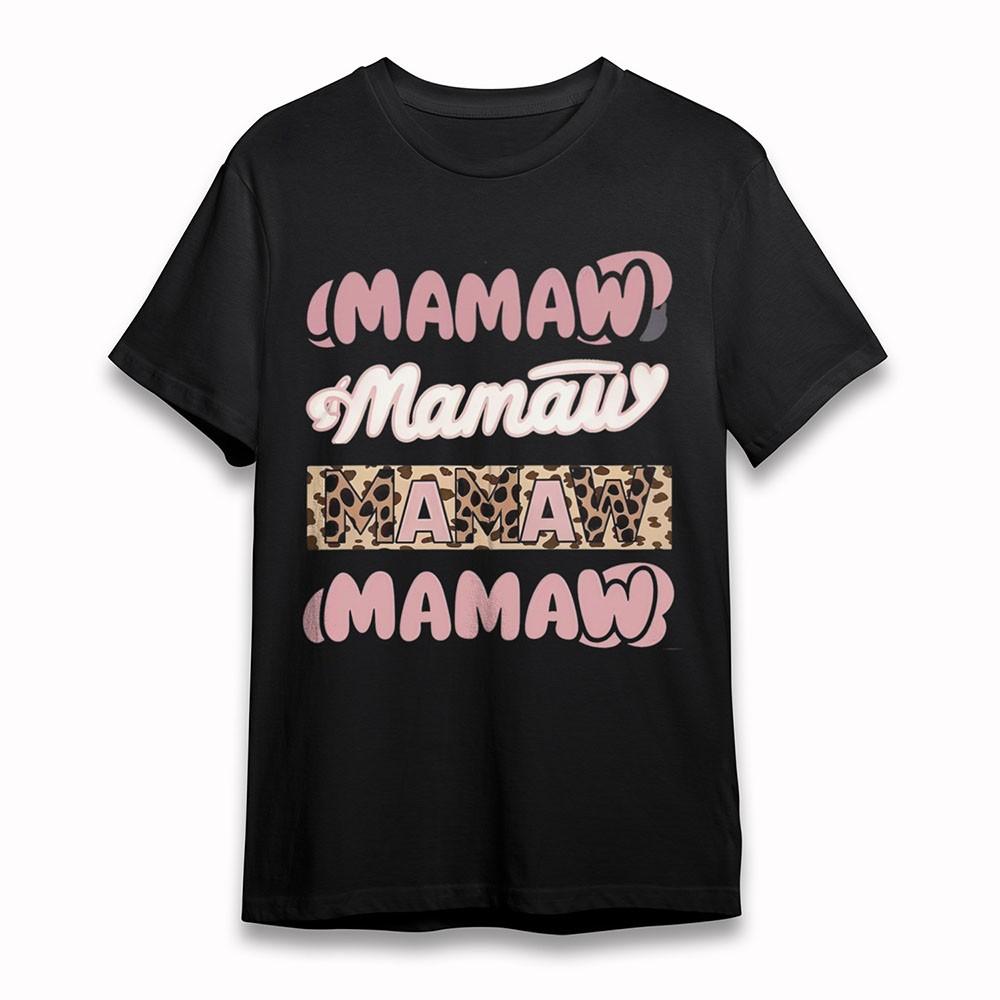 

Women s Comfy T-Shirt Mamaw Repeated Graphic Tee Short Oversize Cotton Black L