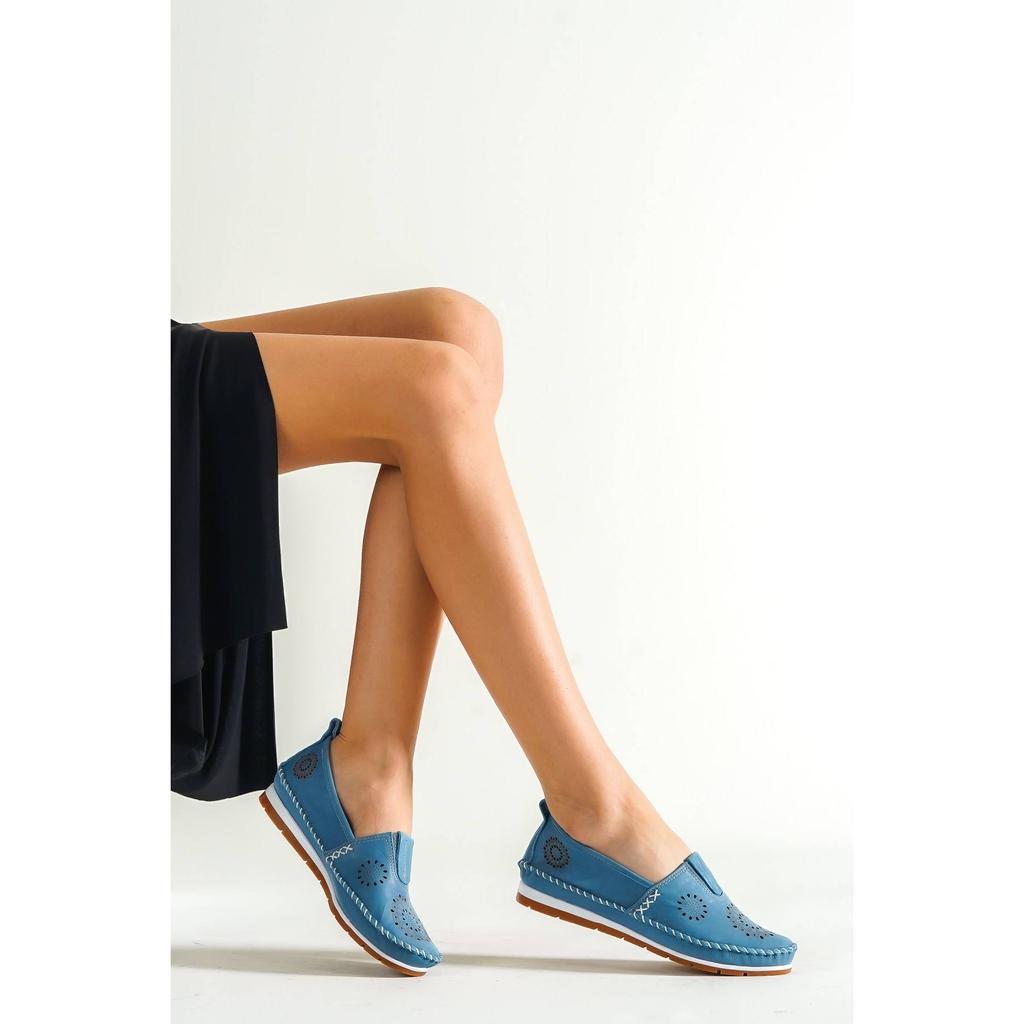 Damenmode Echtleder New Beige Leder Flats Freizeitschuhe