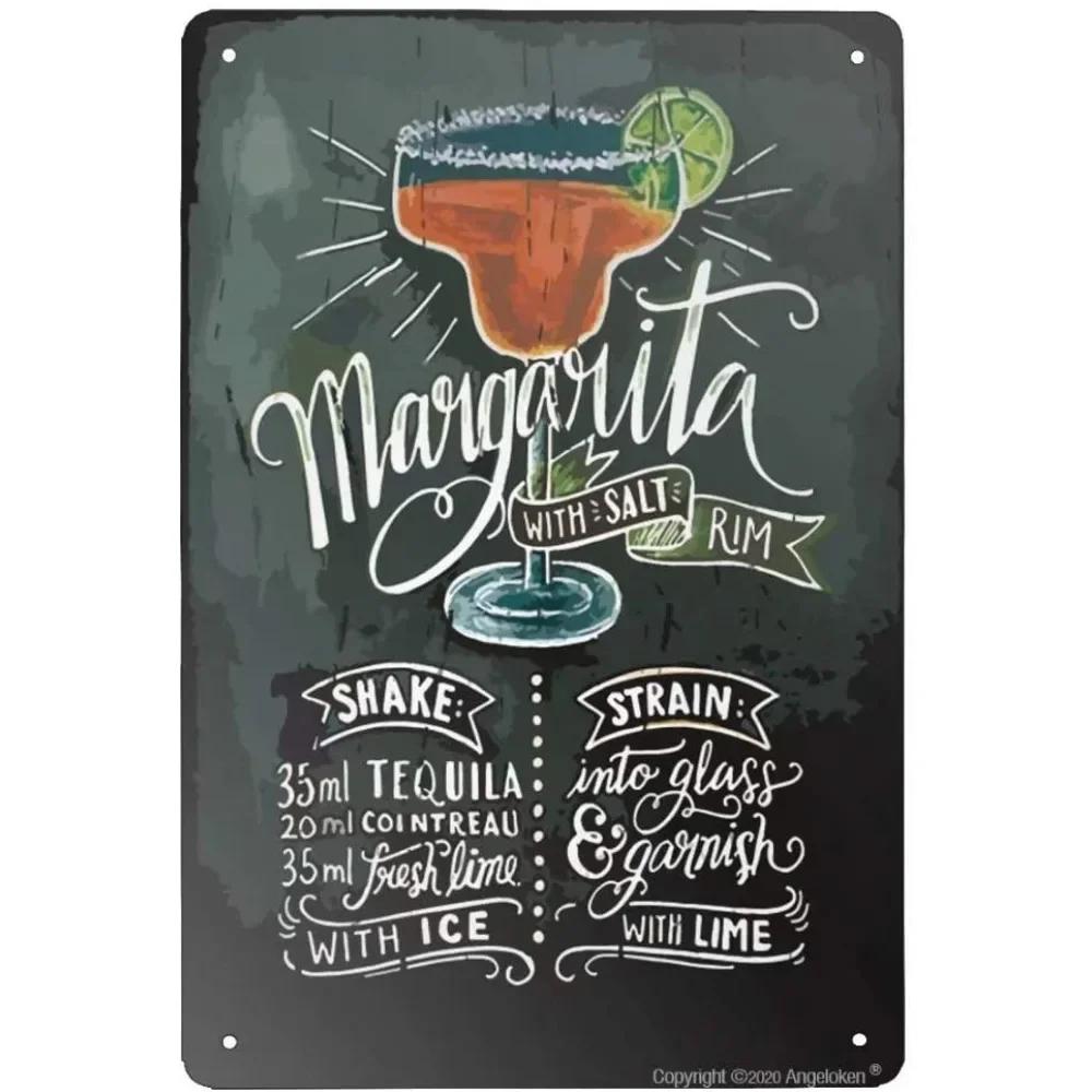 Sinal de Lata de Metal para Menu de Coquetéis Retro Guia para Amantes de Mixologia Bar Pub Corrente de Ferro Pendurador Decoração Bebida Alcoólica Pôster Rústico