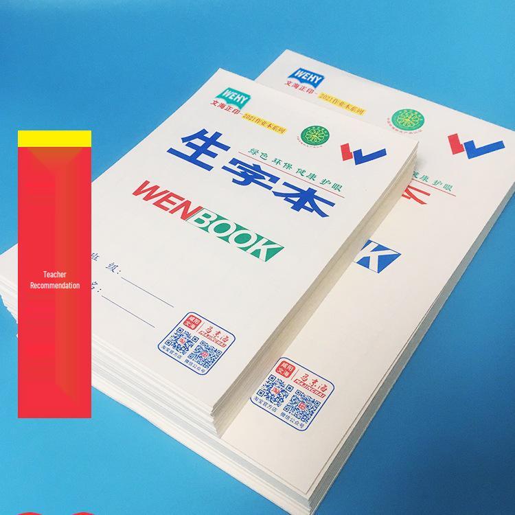 

Wenhai Elementary School Math & Pinyin Notebook - Small & Large Character Chinese-English Workbook 72k Ruled 20 Pages 10pcs Random Patterns