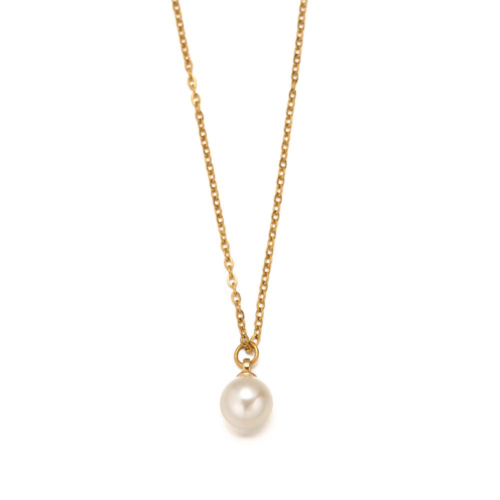 18K Gold & Titanium Steel Pearl Necklace and Earrings Set - Elegant, Durable, Fade-Resistant Jewelry
