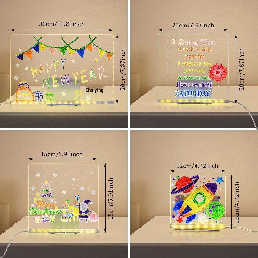 Acrylic Night Light Whiteboard: USB Holiday Decorative Children's Drawing Display