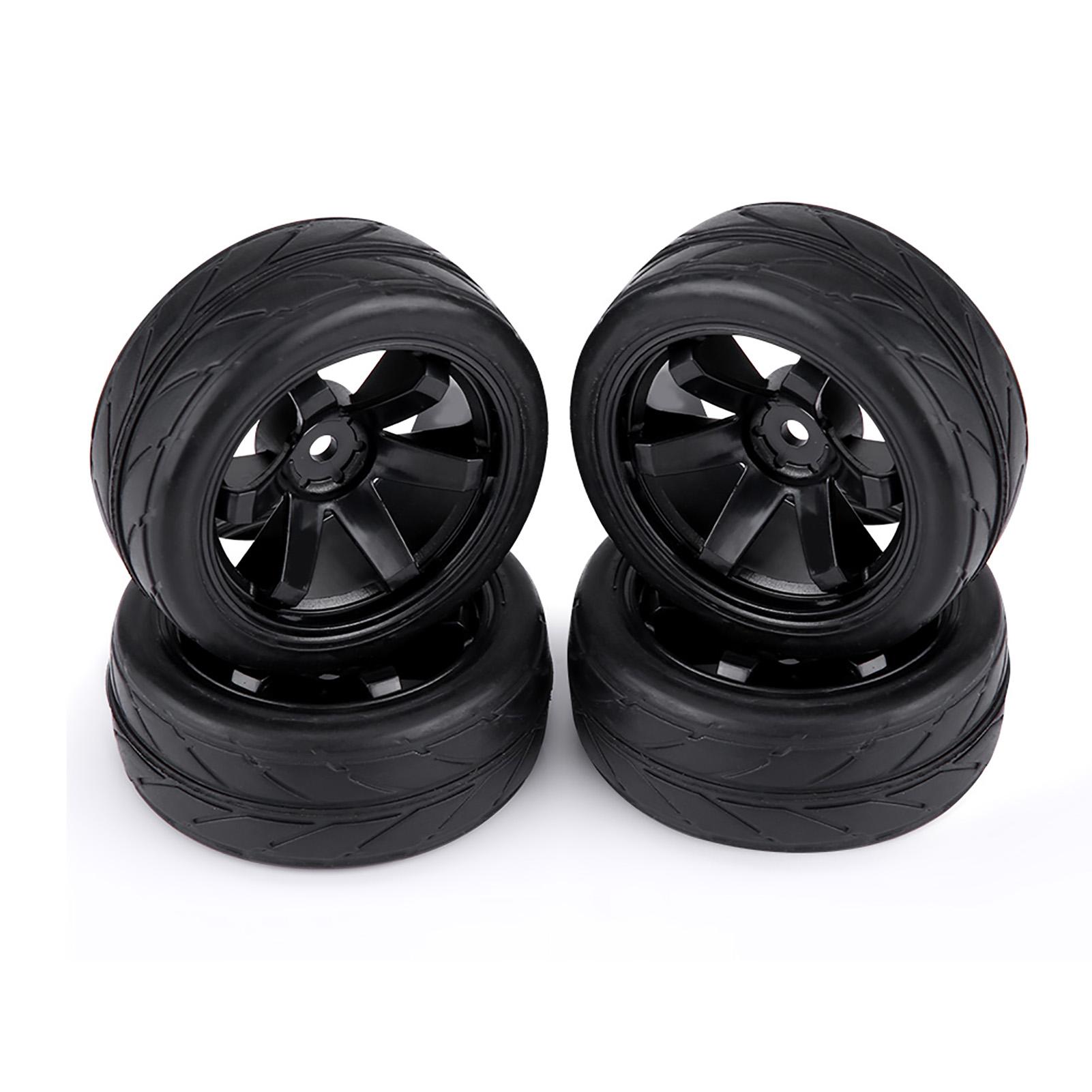 

4pcs Set Tires Rubber Tire Racing Позашляховик Обід колеса для RC 1:10 Частина автомобіля (6 отворів)