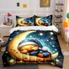 Dreamy Moon And Starry Night Scene Print Bedding Set 1 Duvet Cover 2 Pillowcases For Adult And Children Luxury Gift Full Size