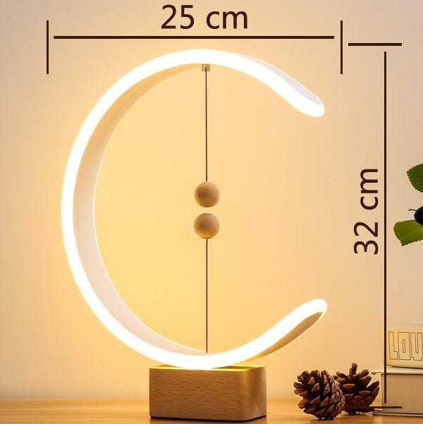 Table Lamp Magnetic Levitating Balls Faux Wood Base for Bedroom Holiday New Year Xmas Gift Reception Desk Waiting Area Decors