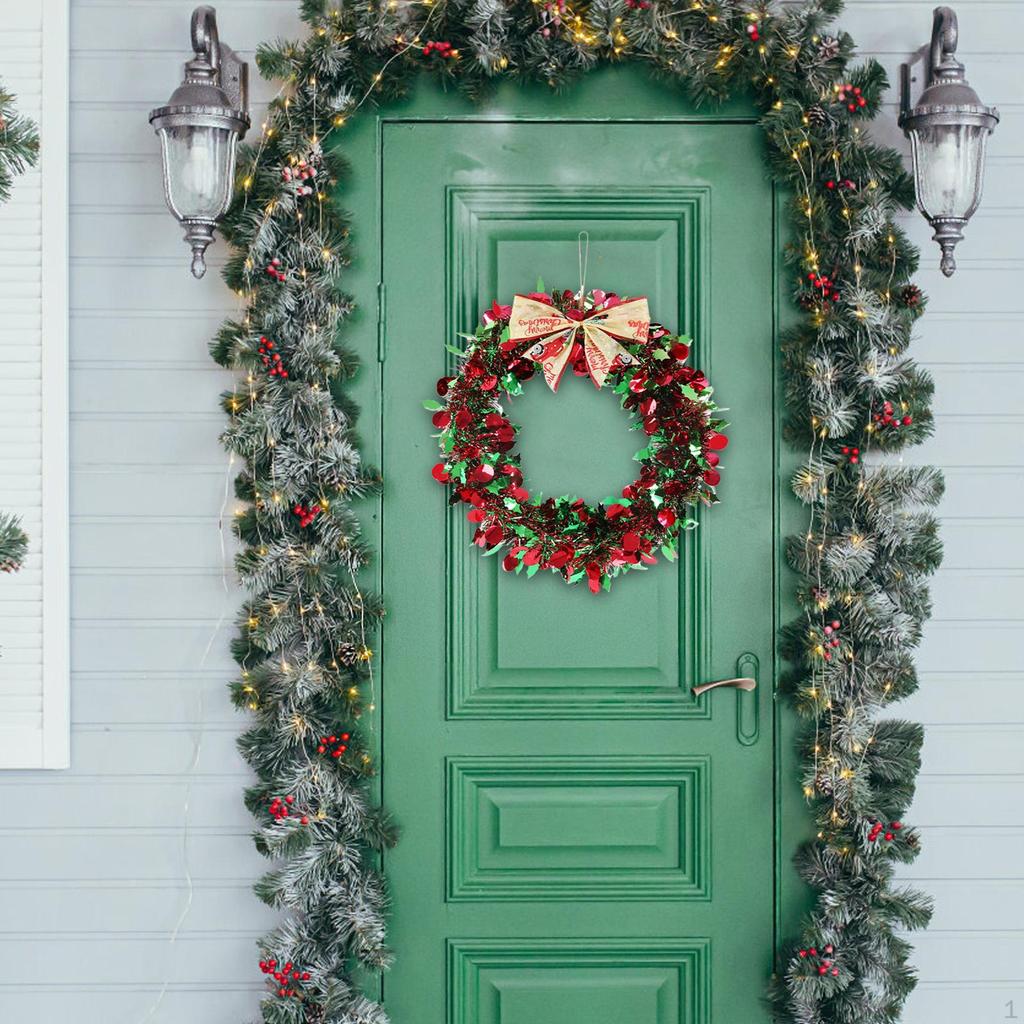 Artificial Christmas Wreath Decoration Round Wall Pendant Xmas Garland for Front Door