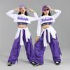 Hip Hop Mädchen K-Pop Crop Top Lila Cargohosen Kinder Street Dance Outfits Kinder Streetwear Gruppe Jazz Kleidung Sets