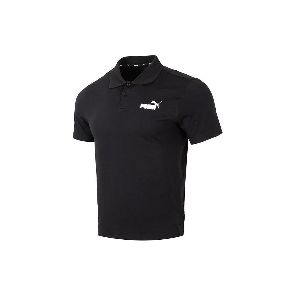 Puma Letter Logo Print Breathable Casual Polo Shirt Men Tops Black 685645-01