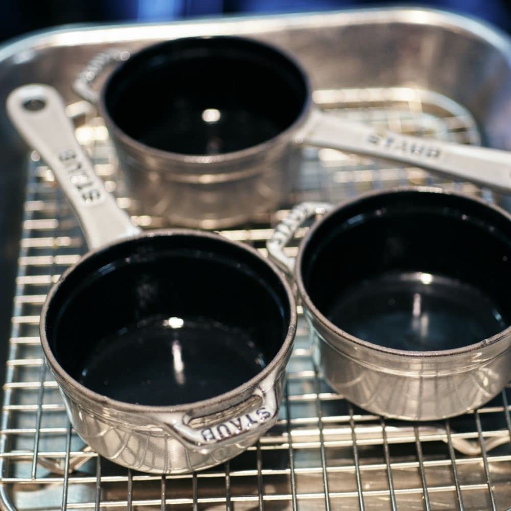 Staub Sauce Pan Gray One Hand Enamel Pot Japanese Sauce Pan "Small 10cm" [Authorized Product] 40509-536