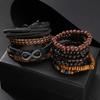 12pcs Vintage Braided Faux Leather Bracelet Set with Tiger Eye & Moonstone Beads - Stylish Accessories for Daily Wear & Parties (Box Not Included)