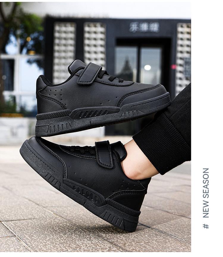 Children's White Leather Skate Shoes, Wear-Resistant, for Ages 6-12, Casual Sports Style for Boys (2024)
