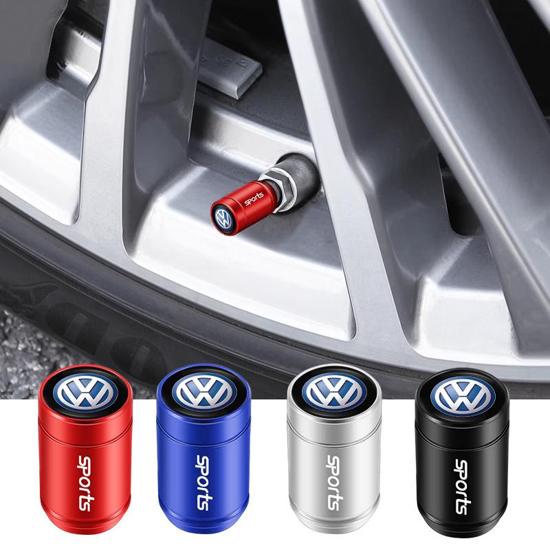VW Valve Stems Caps 4Pcs Volkswagen Valve Cap Alloy Dust Cover Car Tire Accessories For VW GTI Golf Polo Passat Tiguan T-ROC Jetta EQ1