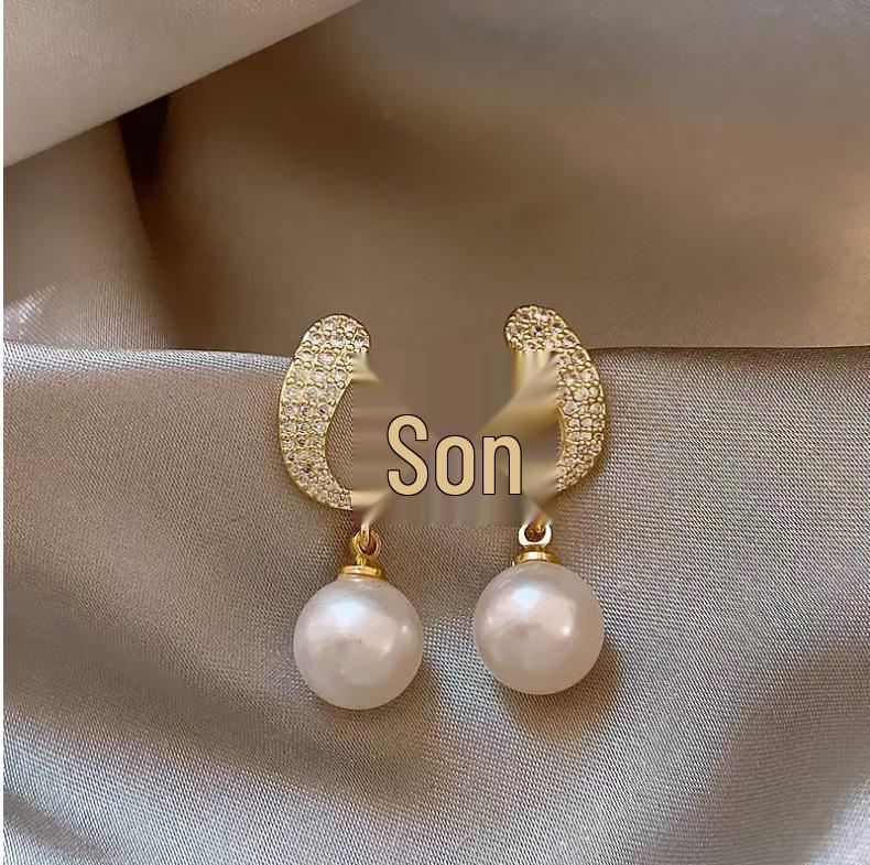 Koreanische Dongdaemun Geometrische Hängeohrringe mit Perlen - Trendige Accessoires für Frauen.