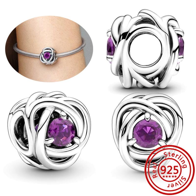 925 Sterling Copper Colorful Zircon Month Star Sign Zodiac Pendant Golden Beads Fit Original Pantaro Charms Bracelet DIY Zircon