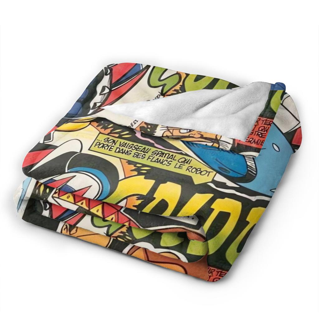 Goldorak Cartoon Blanket  Super Soft Print Plush Bedding Throws For Couch Chair Airplane Travel Flannel Bedspread Bed Cover