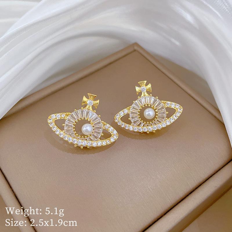 Titanium Steel Court Style Pearl Galaxy Light Luxury Temperament Gorgeous Full Diamond Necklace Female Versatile Collarbone Titanium Steel Chain