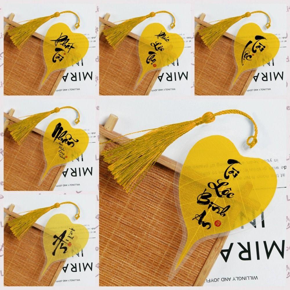 5Pcs DIY Bodhi Leaf Vein Bookmark Handmade Bookmark Pendant Vintage Southeast Asian Bookmark Home